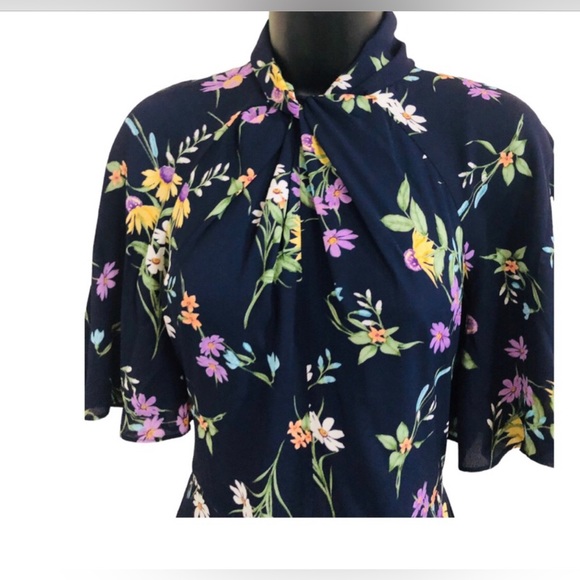 Maggy London Floral midi Dress sz 6 & brown shirred front lurex dress sz large - Picture 9 of 14